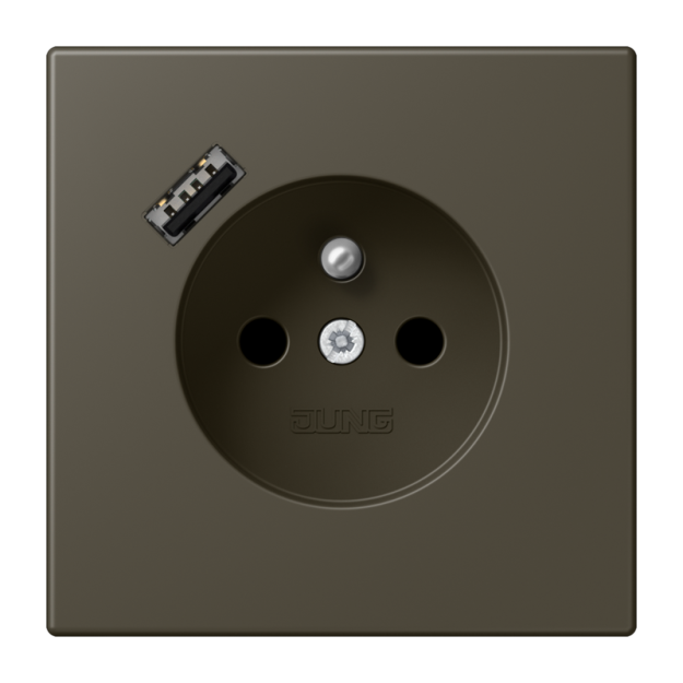 Jung LC1520F-18A241 Steckdose französisch/belgisches System 16 A 250 V ~ mit USB-Ladegerät 1 x Typ A SAFETY+ Serie LS ombre naturelle 31