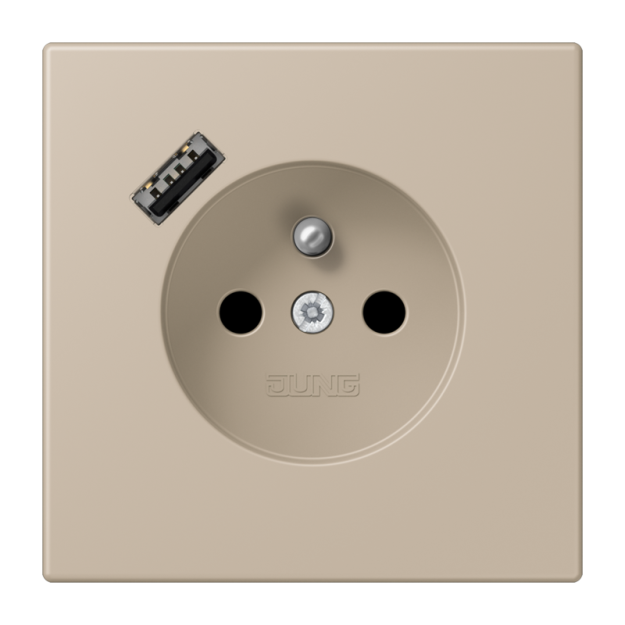Jung LC1520F-18A243 Steckdose französisch/belgisches System 16 A 250 V ~ mit USB-Ladegerät 1 x Typ A SAFETY+ Serie LS ombre naturelle claire