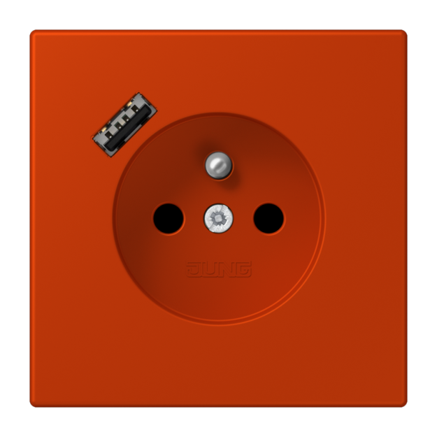 Jung LC1520F-18A244 Steckdose französisch/belgisches System 16 A 250 V ~ mit USB-Ladegerät 1 x Typ A SAFETY+ Serie LS rouge vermillon 59