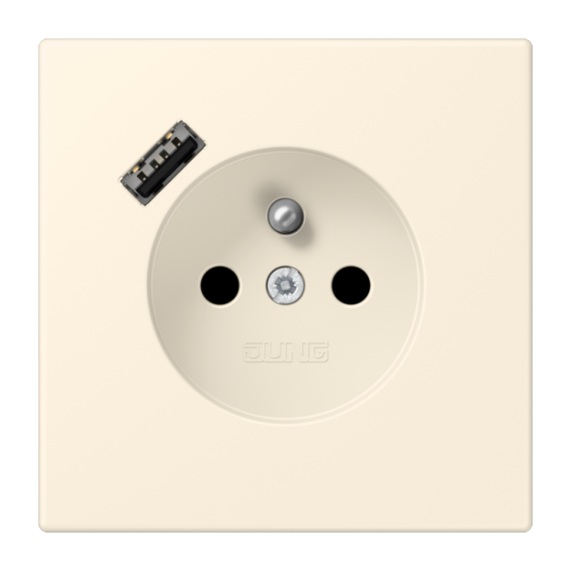 Jung LC1520F-18A245 Steckdose französisch/belgisches System 16 A 250 V ~ mit USB-Ladegerät 1 x Typ A SAFETY+ Serie LS blanc ivoire