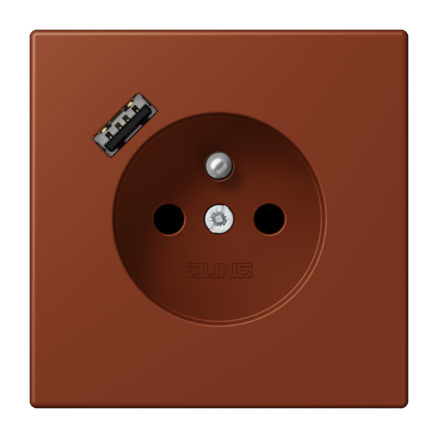 Jung LC1520F-18A247 Steckdose französisch/belgisches System 16 A 250 V ~ mit USB-Ladegerät 1 x Typ A SAFETY+ Serie LS terre sienne brûlée 59