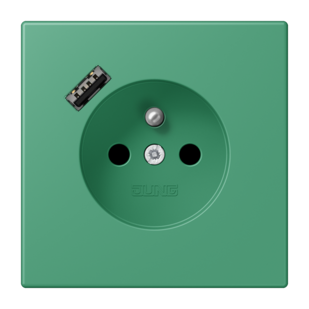 Jung LC1520F-18A250 Steckdose französisch/belgisches System 16 A 250 V ~ mit USB-Ladegerät 1 x Typ A SAFETY+ Serie LS vert 59