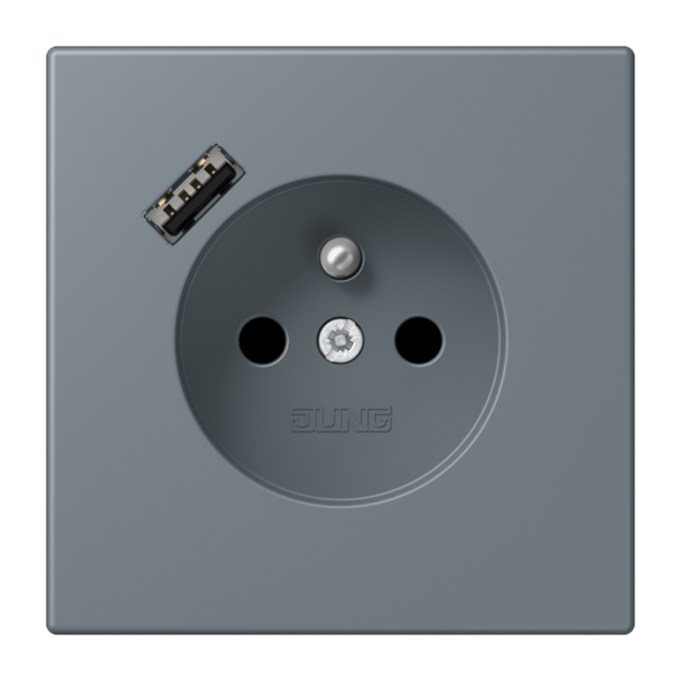 Jung LC1520F-18A251 Steckdose französisch/belgisches System 16 A 250 V ~ mit USB-Ladegerät 1 x Typ A SAFETY+ Serie LS gris 59