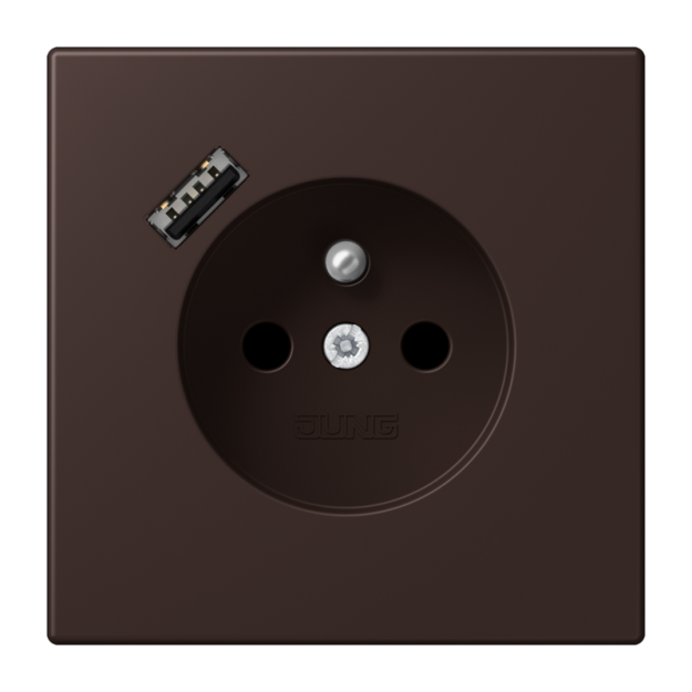Jung LC1520F-18A252 Steckdose französisch/belgisches System 16 A 250 V ~ mit USB-Ladegerät 1 x Typ A SAFETY+ Serie LS terre d‘ombre brûlée 59