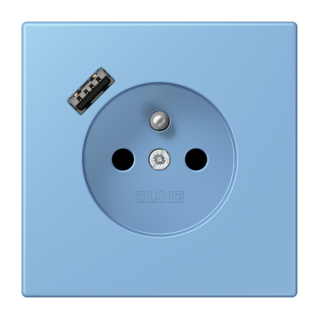 Jung LC1520F-18A256 Steckdose französisch/belgisches System 16 A 250 V ~ mit USB-Ladegerät 1 x Typ A SAFETY+ Serie LS bleu céruléen 59