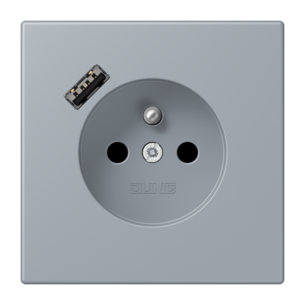 Jung LC1520F-18A257 Steckdose französisch/belgisches System 16 A 250 V ~ mit USB-Ladegerät 1 x Typ A SAFETY+ Serie LS gris clair 59