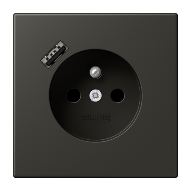 Jung LC1520F-18A259 Steckdose französisch/belgisches System 16 A 250 V ~ mit USB-Ladegerät 1 x Typ A SAFETY+ Serie LS ombre naturelle 59