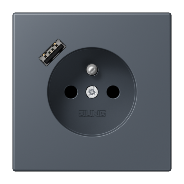 Jung LC1520F-18A262 Steckdose französisch/belgisches System 16 A 250 V ~ mit USB-Ladegerät 1 x Typ A SAFETY+ Serie LS gris foncé 59
