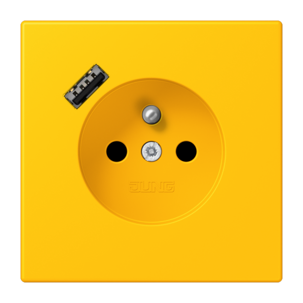 Jung LC1520F-18A263 Steckdose französisch/belgisches System 16 A 250 V ~ mit USB-Ladegerät 1 x Typ A SAFETY+ Serie LS le jaune vif