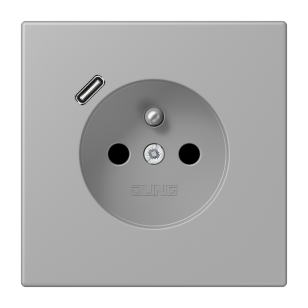 Jung LC1520F-18C204 Steckdose französisch/belgisches System 16 A 250 V ~ mit USB-Ladegerät 1 x Typ C SAFETY+ Serie LS gris moyen