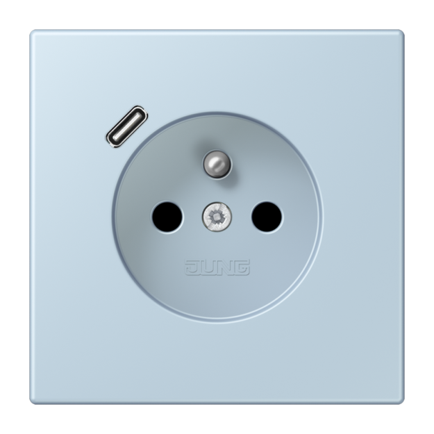 Jung LC1520F-18C208 Steckdose französisch/belgisches System 16 A 250 V ~ mit USB-Ladegerät 1 x Typ C SAFETY+ Serie LS outremer clair