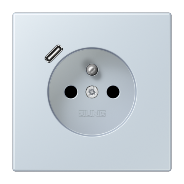 Jung LC1520F-18C209 Steckdose französisch/belgisches System 16 A 250 V ~ mit USB-Ladegerät 1 x Typ C SAFETY+ Serie LS outremer pâle