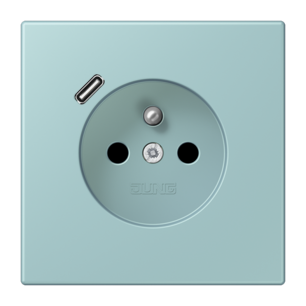 Jung LC1520F-18C214 Steckdose französisch/belgisches System 16 A 250 V ~ mit USB-Ladegerät 1 x Typ C SAFETY+ Serie LS céruléen clair