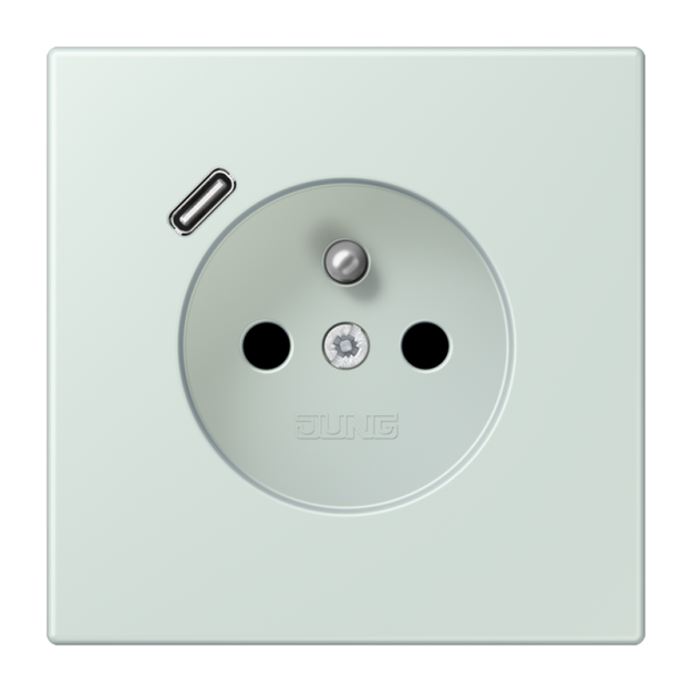 Jung LC1520F-18C215 Steckdose französisch/belgisches System 16 A 250 V ~ mit USB-Ladegerät 1 x Typ C SAFETY+ Serie LS céruléen pâle