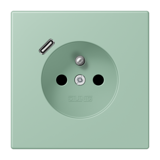 Jung LC1520F-18C217 Steckdose französisch/belgisches System 16 A 250 V ~ mit USB-Ladegerät 1 x Typ C SAFETY+ Serie LS vert anglais clair