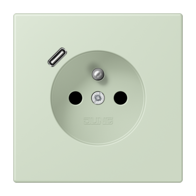 Jung LC1520F-18C218 Steckdose französisch/belgisches System 16 A 250 V ~ mit USB-Ladegerät 1 x Typ C SAFETY+ Serie LS vert anglais pâle
