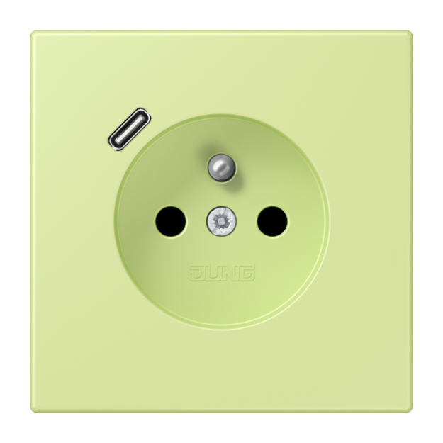 Jung LC1520F-18C222 Steckdose französisch/belgisches System 16 A 250 V ~ mit USB-Ladegerät 1 x Typ C SAFETY+ Serie LS vert jaune clair