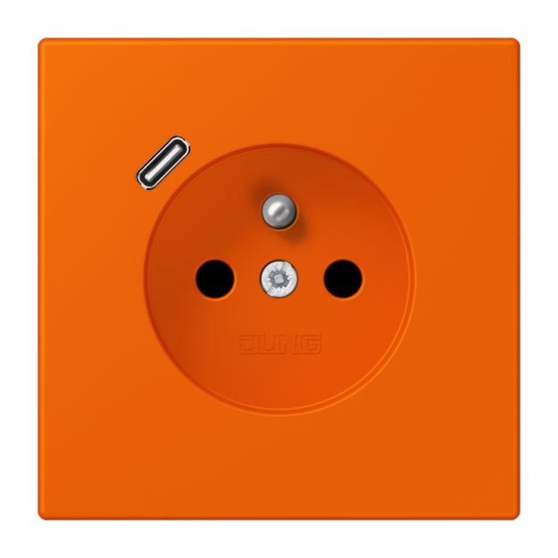 Jung LC1520F-18C224 Steckdose französisch/belgisches System 16 A 250 V ~ mit USB-Ladegerät 1 x Typ C SAFETY+ Serie LS orange
