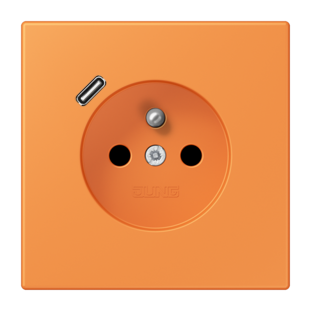 Jung LC1520F-18C225 Steckdose französisch/belgisches System 16 A 250 V ~ mit USB-Ladegerät 1 x Typ C SAFETY+ Serie LS orange clair