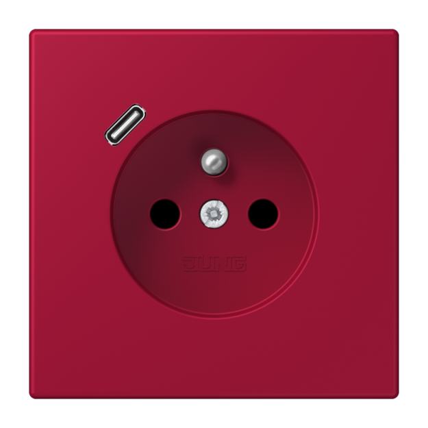 Jung LC1520F-18C229 Steckdose französisch/belgisches System 16 A 250 V ~ mit USB-Ladegerät 1 x Typ C SAFETY+ Serie LS rouge carmin