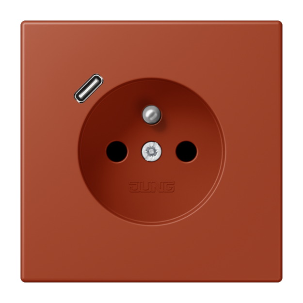 Jung LC1520F-18C232 Steckdose französisch/belgisches System 16 A 250 V ~ mit USB-Ladegerät 1 x Typ C SAFETY+ Serie LS locre rouge
