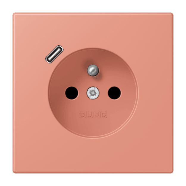 Jung LC1520F-18C233 Steckdose französisch/belgisches System 16 A 250 V ~ mit USB-Ladegerät 1 x Typ C SAFETY+ Serie LS l’ocre rouge moyen