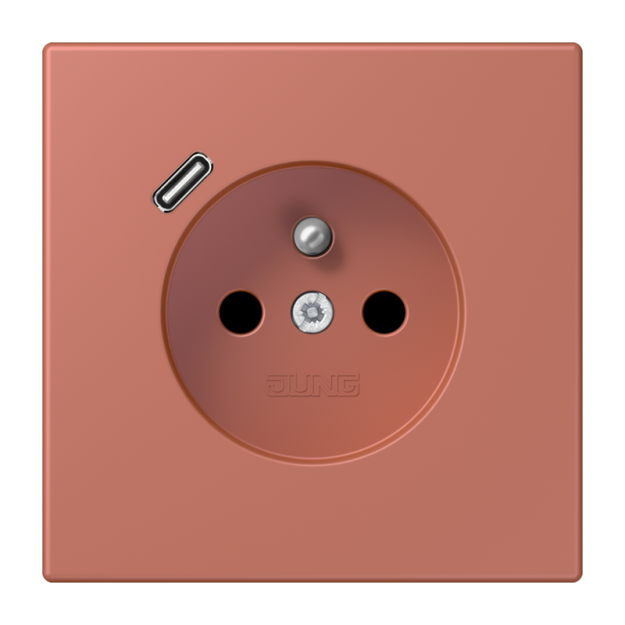 Jung LC1520F-18C236 Steckdose französisch/belgisches System 16 A 250 V ~ mit USB-Ladegerät 1 x Typ C SAFETY+ Serie LS terre sienne brique