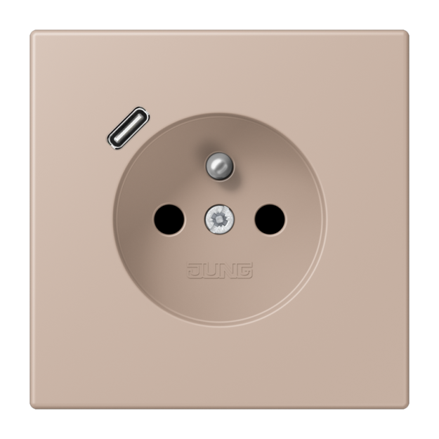 Jung LC1520F-18C240 Steckdose französisch/belgisches System 16 A 250 V ~ mit USB-Ladegerät 1 x Typ C SAFETY+ Serie LS ombre brûlée claire