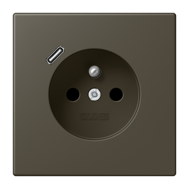 Jung LC1520F-18C241 Steckdose französisch/belgisches System 16 A 250 V ~ mit USB-Ladegerät 1 x Typ C SAFETY+ Serie LS ombre naturelle 31