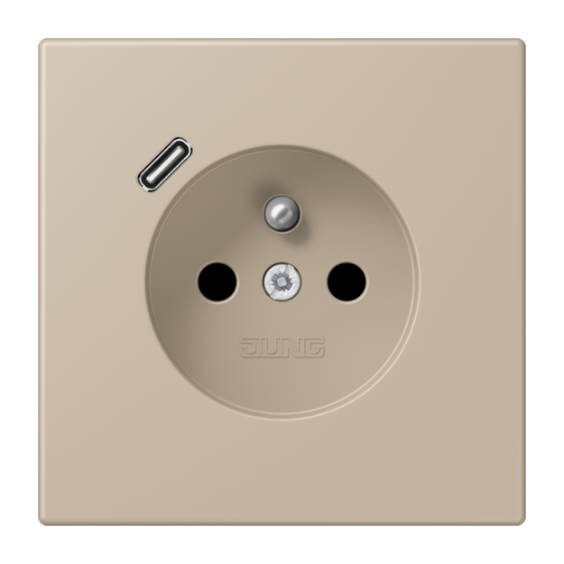 Jung LC1520F-18C243 Steckdose französisch/belgisches System 16 A 250 V ~ mit USB-Ladegerät 1 x Typ C SAFETY+ Serie LS ombre naturelle claire