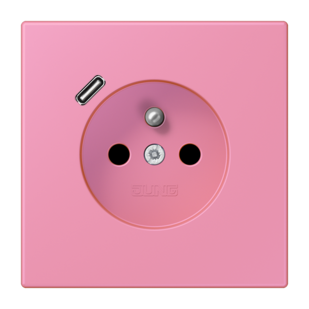 Jung LC1520F-18C246 Steckdose französisch/belgisches System 16 A 250 V ~ mit USB-Ladegerät 1 x Typ C SAFETY+ Serie LS rose vif