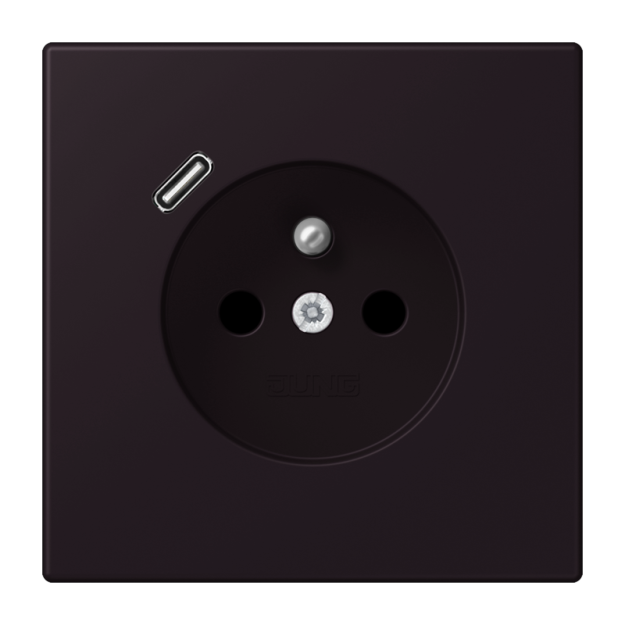 Jung LC1520F-18C248 Steckdose französisch/belgisches System 16 A 250 V ~ mit USB-Ladegerät 1 x Typ C SAFETY+ Serie LS noir divoire