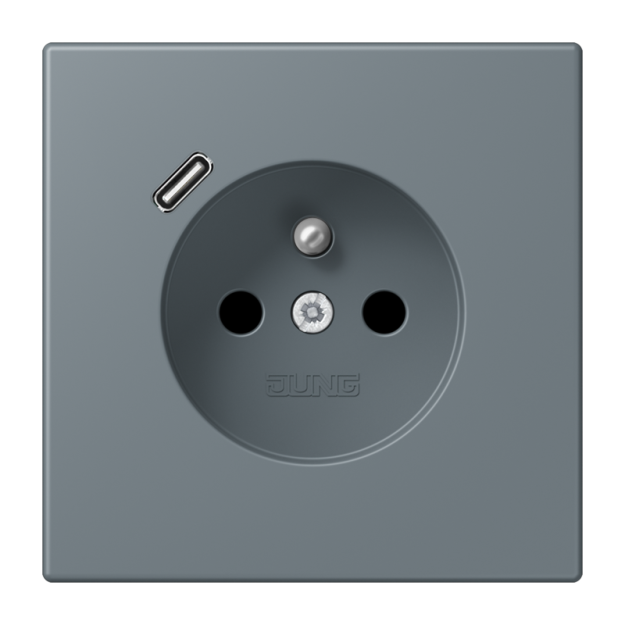 Jung LC1520F-18C251 Steckdose französisch/belgisches System 16 A 250 V ~ mit USB-Ladegerät 1 x Typ C SAFETY+ Serie LS gris 59