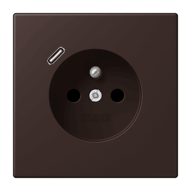 Jung LC1520F-18C252 Steckdose französisch/belgisches System 16 A 250 V ~ mit USB-Ladegerät 1 x Typ C SAFETY+ Serie LS terre d‘ombre brûlée 59