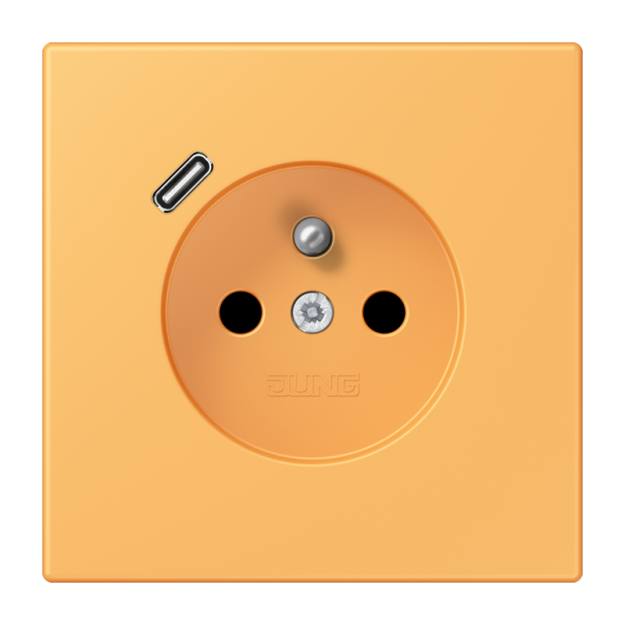 Jung LC1520F-18C254 Steckdose französisch/belgisches System 16 A 250 V ~ mit USB-Ladegerät 1 x Typ C SAFETY+ Serie LS ocre jaune clair