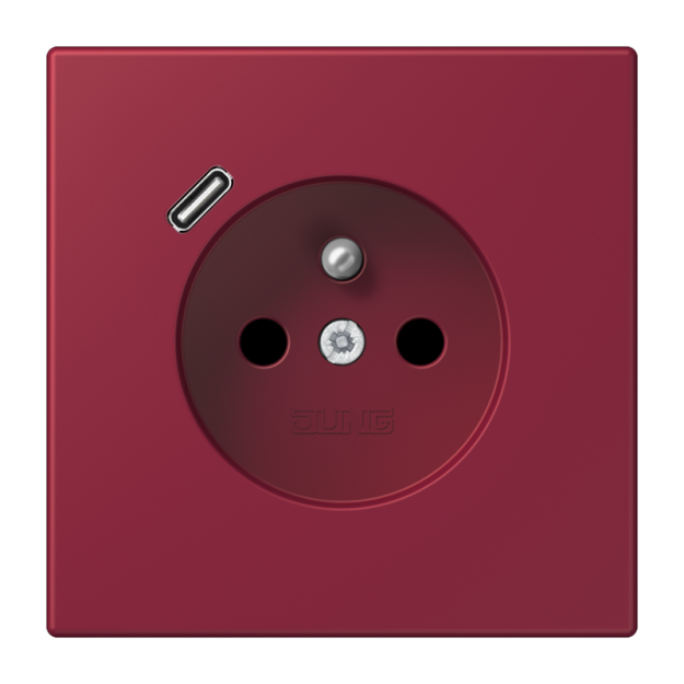 Jung LC1520F-18C255 Steckdose französisch/belgisches System 16 A 250 V ~ mit USB-Ladegerät 1 x Typ C SAFETY+ Serie LS le rubis