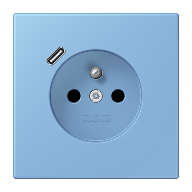 Jung LC1520F-18C256 Steckdose französisch/belgisches System 16 A 250 V ~ mit USB-Ladegerät 1 x Typ C SAFETY+ Serie LS bleu céruléen 59