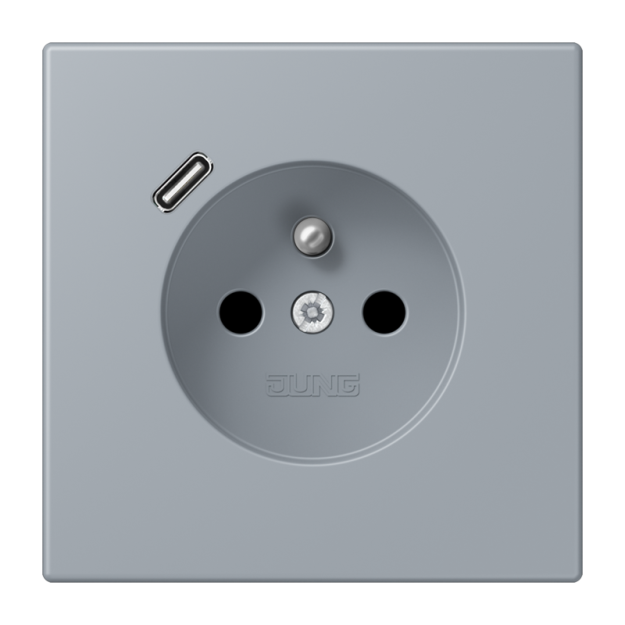 Jung LC1520F-18C257 Steckdose französisch/belgisches System 16 A 250 V ~ mit USB-Ladegerät 1 x Typ C SAFETY+ Serie LS gris clair 59