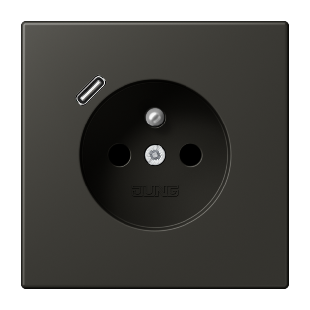 Jung LC1520F-18C259 Steckdose französisch/belgisches System 16 A 250 V ~ mit USB-Ladegerät 1 x Typ C SAFETY+ Serie LS ombre naturelle 59