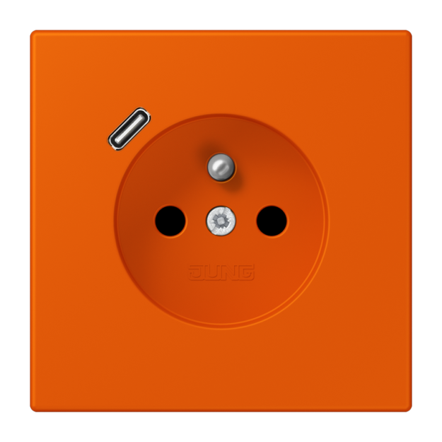 Jung LC1520F-18C260 Steckdose französisch/belgisches System 16 A 250 V ~ mit USB-Ladegerät 1 x Typ C SAFETY+ Serie LS orange vif