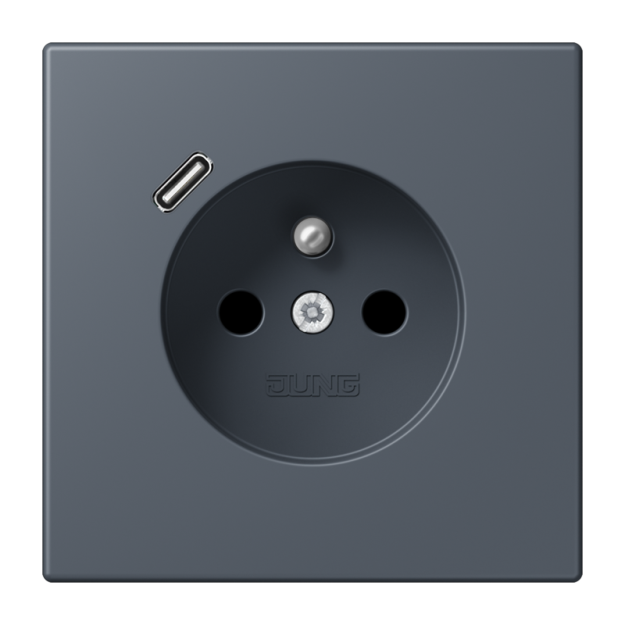 Jung LC1520F-18C262 Steckdose französisch/belgisches System 16 A 250 V ~ mit USB-Ladegerät 1 x Typ C SAFETY+ Serie LS gris foncé 59