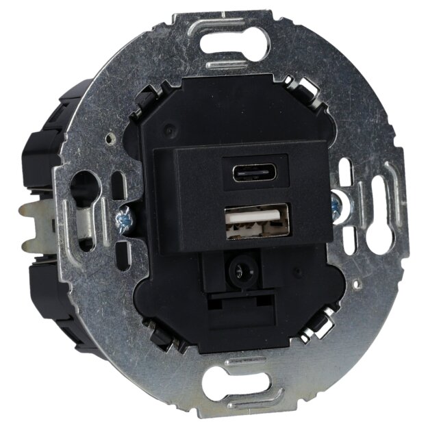 Berker 260415 USB A+C Ladesteckdose 230V 2fach 3.0A runder Tragring anthrazit matt