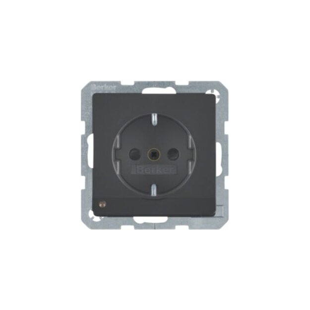 Berker MAN0204423 Steckdose SCHUKO mit LED-Orientierungslicht u. erh .BS Q.x tiefschwarz matt