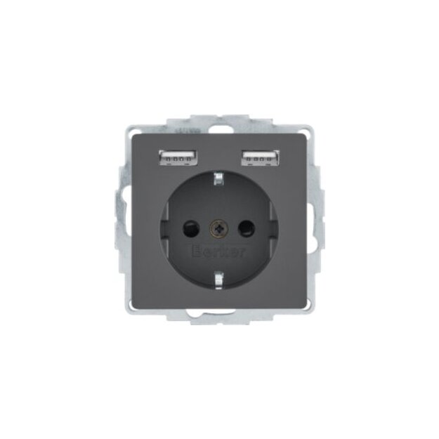 Berker MAN0204523 Steckdose SCHUKO mit USB A-A Q.1/Q.3 tiefschwarz matt lackiert