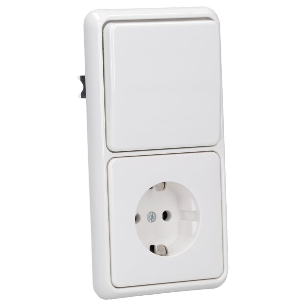 Jung Serie CD Komplett-Set Alpinweiß: CD590WW Wippe f. Schalter/Taster + 506U Wippschalter Universal Aus-Wechsel + CD1520WW SCHUKO Steckdose + CD581WW Rahmen 1fach