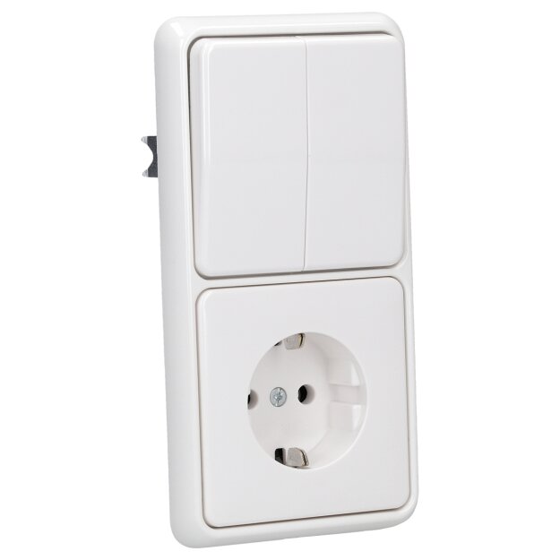Jung Serie CD Komplett-Set Alpinweiß: CD1520WW SCHUKO Steckdose + CD595WW Wippe Serienschalter + 505U Wippschalter Serien + CD582WW Rahmen 2fach