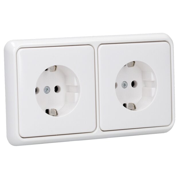 Jung Serie CD Komplett-Set Alpinweiß: 2x CD1520WW SCHUKO Steckdose + CD582WW Rahmen 2fach