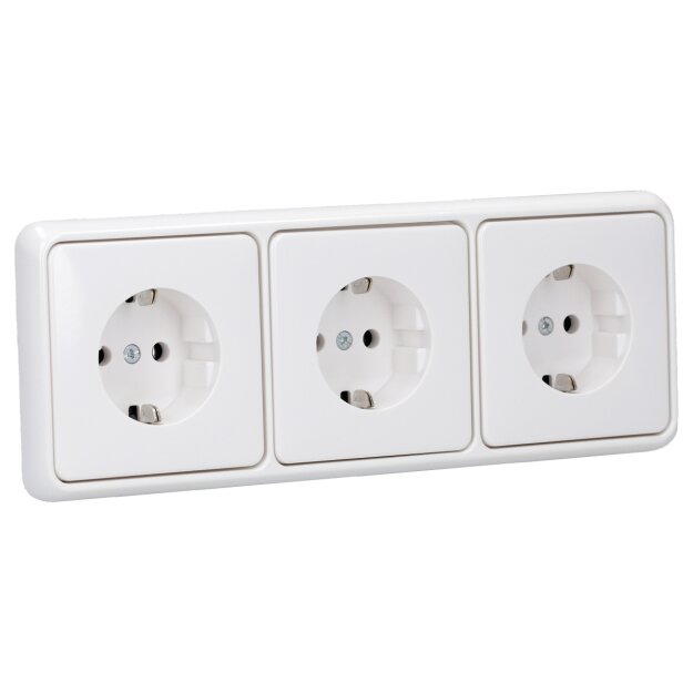Jung Serie CD Komplett-Set Alpinweiß: 3x CD1520WW SCHUKO Steckdose + CD583WW Rahmen 3fach