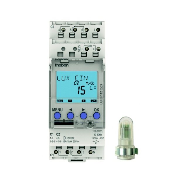 Theben 1120230 Dämmerungsschalter mit Einbaulichtsensor LUNA 112 top3 EL