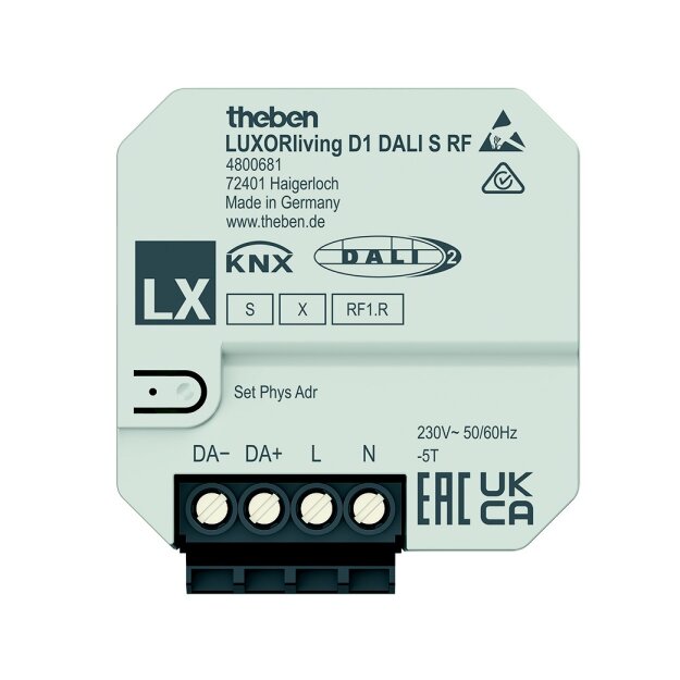 Theben 4800681 UP 1-fach Funk-DALI-Aktor DALI-2-zertifiziert LUXORliving D1 DA LIS RF